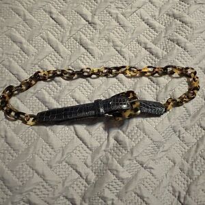 Worth Black and Tortoiseshell Chain Belt